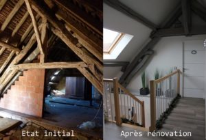 Stéphen Mure Architecte - Saint-Etienne - Réhabilitation Rénovation - Maison Manue & Jérôme - Etage avant & après