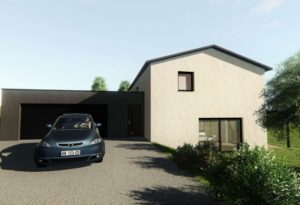 Stéphen Mure Architecte - Saint-Etienne - Maison passive - Nelly & Yoann - Vue depuis accès