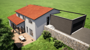 Construction Maison sur la colline - Stéphen Mure Architecte Saint-Etienne - Habitat Maison passive - 02 Ensemble