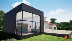 Extension contemporaine d'une maison - Stéphen Mure Architecte - Maison passive (2) - Baie vitrée d'angle