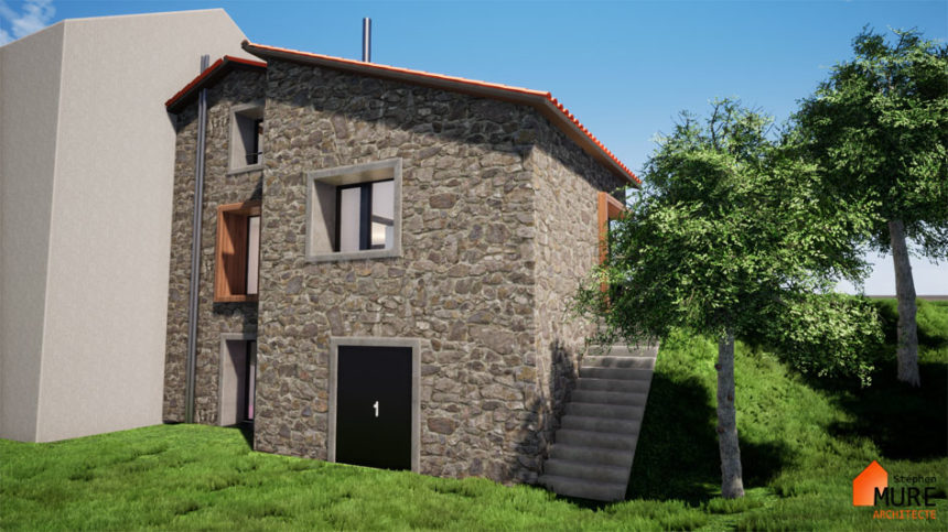 Réhabilitation Maison pierres - Saint-Chamond - Stéphen Mure Architecte - Maison passive (3) Façade arrière