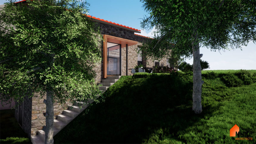 Réhabilitation Maison pierres - Saint-Chamond - Stéphen Mure Architecte - Maison passive (4) Terrasse extérieure