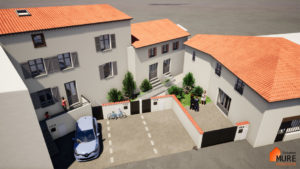 Réhabilitation de 4 logements en centre bourg - Champdieu - Stéphen Mure Architecte - Maison passive (1) Vue aérienne