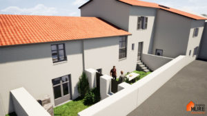 Réhabilitation de 4 logements en centre bourg - Champdieu - Stéphen Mure Architecte - Maison passive (5) Jardins arrières