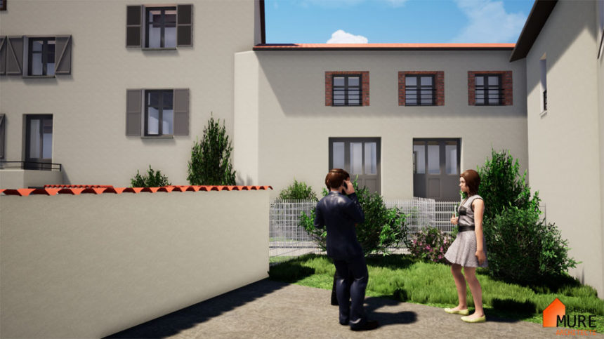 Réhabilitation de 4 logements en centre bourg - Champdieu - Stéphen Mure Architecte - Maison passive (7) Cour et jardin