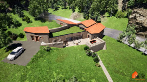 Rénovation et extension d'un ancien moulin - Montbrison -Stéphen Mure Architecte - Maison passive (1) Vue aérienne