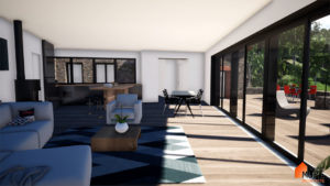 Rénovation et extension d'un ancien moulin - Montbrison -Stéphen Mure Architecte - Maison passive (6) Séjour